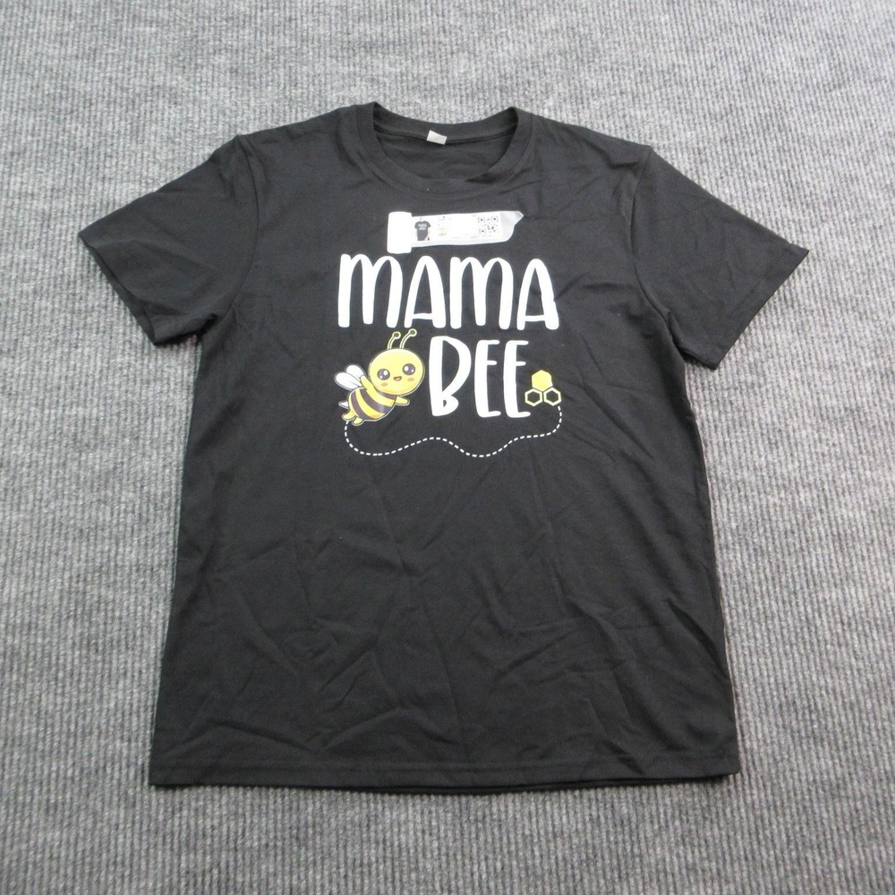 Mama Bee Shirt Womens M Black Graphic Cotton Crew Neck Casual Graphic Tee NWOT
